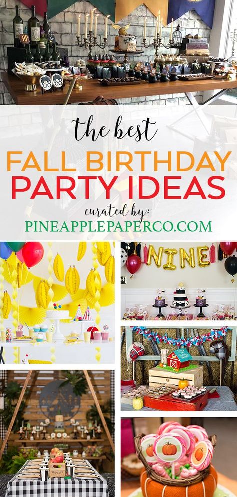 Fall Birthday Party Ideas curated by Pineapple Paper Co. Plan a fabulous fall party with these fall party themes! #fallbirthday #birthdaypartyideas #birthdaypartythemes #1stbirthdayideas #1stbirthdaytheme Fall Birthday Themes, Fall Birthday Party Ideas, November Birthday Party, Pumpkin Patch Birthday Party, October Birthday Parties, Unique Birthday Party Themes, 1st Birthday Boy Themes, Fall Birthday Party, Classroom Designs