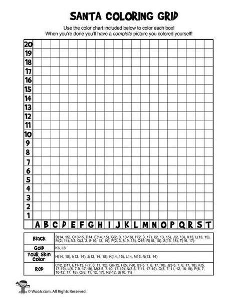 Christmas Mystery Pictures Grid Coloring Pages | Woo! Jr. Kids Activities : Children's Publishing Art With Graph Paper, Christmas Math Coloring Pages, Grade 6 Math Activities, Christmas Math Worksheets 2nd Grade, Christmas Worksheets 2nd Grade, Pixel Coloring Pages, Mystery Coloring Pages, Grid Coloring Pages, Activities For Middle Schoolers