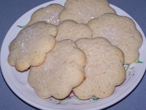 Soft, cakey, with a wonderful nutmeg aroma.  This recipe is from my great grandma. Sugar Cookies With Nutmeg, Recipe Using Sour Milk, Old Fashioned Sugar Cookie Recipe, Sour Milk Recipes, Old Fashioned Sugar Cookies, Xmas Cookies Recipes, Amish Sugar Cookies, Sour Cream Cookies, Sour Milk