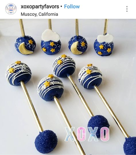 Space Cake Pop, Space Theme Desserts, Outer Space Cake Pops, Eclipse Cake Pops, First Trip Around The Sun Cake Pops, Star Themed Food, Two The Moon Cake Pops, Galaxy Cake Pops, Celestial Cake Pops