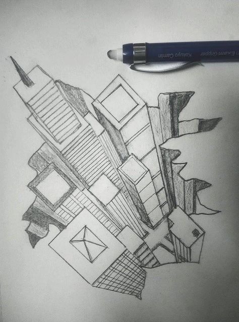 Sketch of Sky scrapers - by using Mechanical Pencil Sky Scrapers Drawing, Sky Scrapers, Architecture Sketches, Mixed Art, Architectural Sketches, Mechanical Pencil, School Project, Architecture Sketch, Piercing Tattoo