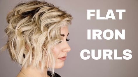 Curls Created with a Flat Iron 2 Flat Iron Curls Short Hair, Flat Iron Short Hair, Iron Curls, How To Have Style, Flat Iron Curls, How To Curl Short Hair, Flat Irons, Makijaż Smokey Eye, Short Hair Tutorial