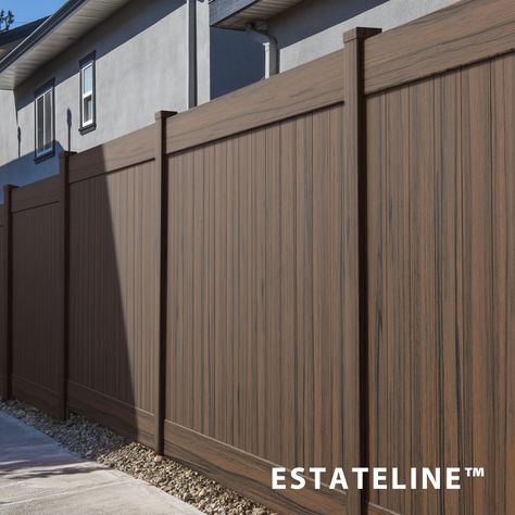 It looks mint.👌 It's maintenance free. It's awesome. And it comes with our same 50-year product warranty! Check out our new Estateline Vinyl fence in dark brown with streaking. #vinylfence #vinyl #fence #backyrard #privacyfence #backyardgarden #garden #fenceinstallation #vancouver #bc #bcstrata #realestate #nomaintenance Home Color Ideas, Vinyl Fence Panels, Fence Panel, Vinyl Fence, Privacy Fence, Exterior Home, Fence Panels, Home Color, Vancouver Bc