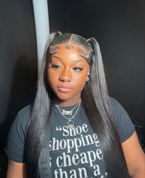 Straight Frontal Hairstyles, Straight Pigtails, Hd Lace Frontal Wigs, Sleek Ponytail Hairstyles, Frontal Wig Hairstyles, Lace Fronts, Sew In Hairstyles, Wig Ideas, Affordable Wigs