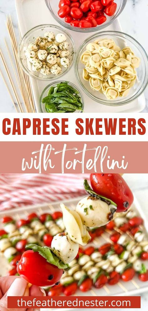 Looking for a delicious and easy tortellini appetizer? Look no further than these Tortellini Caprese skewers! These fun skewers are simple to make and taste amazing. Plus, they're perfect for any occasion - from birthday parties to game day gatherings. Everyone will love these Caprese skewers with balsamic drizzle. Bake Appetizers, Tortellini Appetizer, Xmas Apps, Cheese Skewers, Summer Potluck Dishes, Beach Eats, Easy Tortellini, Caprese Appetizer, Boat Snacks