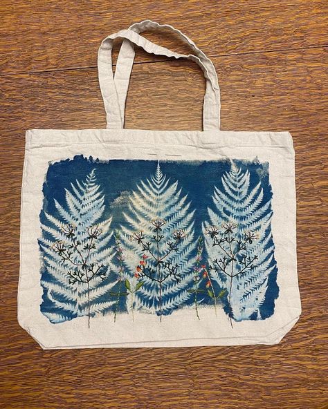 Crafter. | Cyanotype prints on cotton tote bags by maker Karla K. @karlakansascity created these stunning printed bags following our cyanotype… | Instagram Sun Printing, Emily Jeffords, Video Led, Tods Bag, Post Grad, Back In Stock, Have You Tried, Printed Bags, Cotton Totes