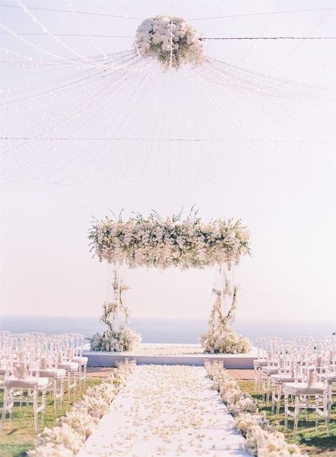 Outdoor Beach Wedding, Positano Wedding, Dream Beach Wedding, Dream Wedding Decorations, Wedding Backdrop Design, Wedding Altars, Wedding Beach Ceremony, Wedding Venue Decorations, Wedding Stage Decorations