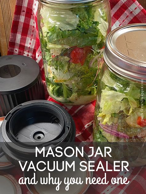 Olla-Podrida: Why you need a Mason Jar Vacuum Sealer. Mason Jar Vacuum Sealer, Mason Jar Sealer, Vacuum Seal Jars, White Almond Cakes, Uses For Mason Jars, Vacuum Sealing Food, Food Spoilage, Different Salads, Asparagus Bacon