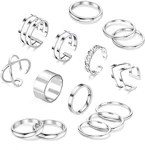 yfstyle 17PCS Knuckle Rings for Women Stainless Steel Rings Set Stackable Finger Rings Silver Knuckle Rings for Women Stackable Rings Sets Adjustable Knuckle Stackable Rings Midi Ring Set for Women Wave Rings, Twisted Rings, Fashion Ring Set, Cross Rings, Midi Ring Set, Chain Rings, Stackable Ring Sets, Stackable Rings Silver, Knuckle Ring