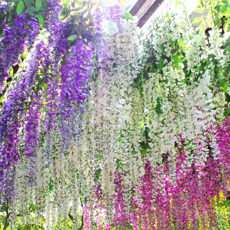 Wisteria Vine, Vine Garland, Trellis Ideas, Wisteria Tree, Flower Wall Backdrop, Silk Flowers Wedding, Hanging Garland, Artificial Silk Flowers, Hanging Flowers