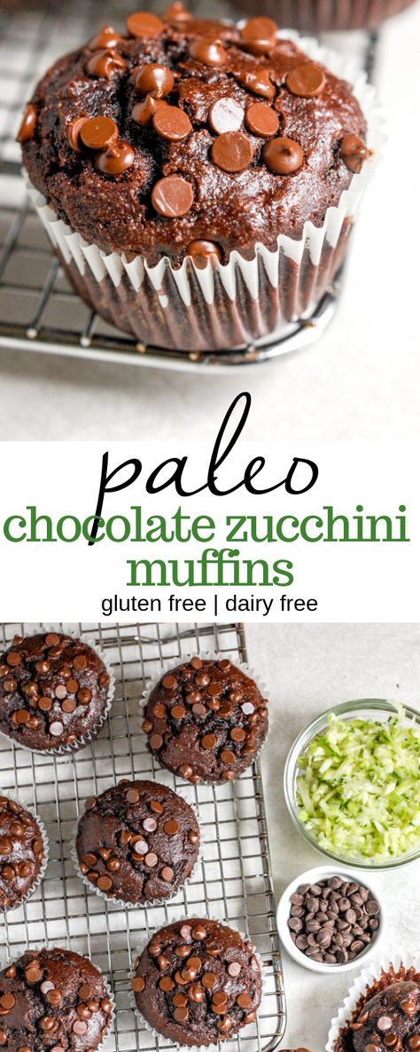 Gluten Free Dairy Free Muffins, Paleo Zucchini, Tarte Vegan, Chocolate Zucchini Muffins, Double Chocolate Muffins, Zucchini Muffins, Paleo Chocolate, Gluten Free Muffins, Chocolate Zucchini