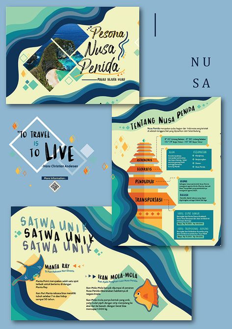 Brochure Art Design, Presentation Poster Design, Folding Brochure, Brochure Graphic Design, Infographic Brochure, Brochure Design Ideas, Penida Island, Brochure Folds, Nusa Ceningan