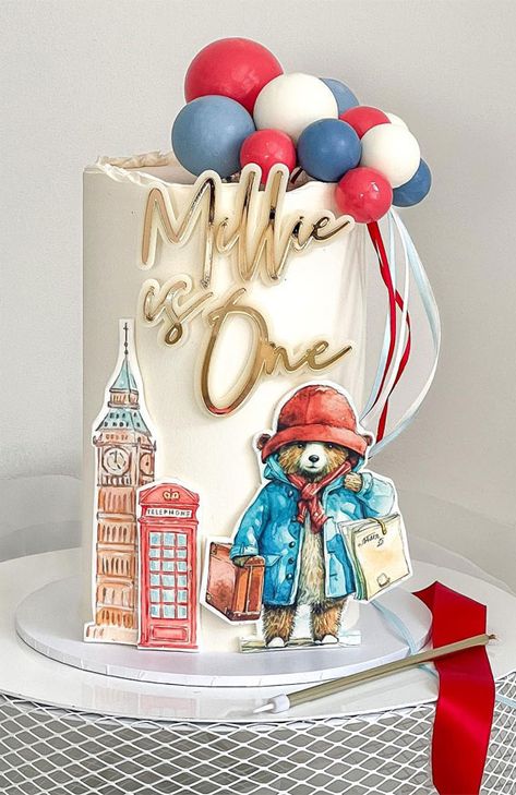 Paddington Bear Birthday Party, Paddington Bear First Birthday, Paddington Bear Cake Ideas, Paddington First Birthday, Paddington Cake Ideas, Paddington Bear 1st Birthday Cake, Paddington Birthday Party, First Birthday Cake Girl, Paddington Bear Christmas