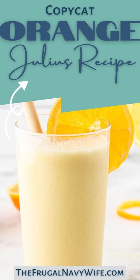 We fell in love with this Copycat Orange Julius recipe and it's a staple in our house especially in the summer months! Copycat Orange Julius, Orange Julep, Kid Drinks Recipes, Orange Julius Recipe, Flavored Waters, Easy Party Desserts, Easy Ice Cream Cake, Non Alcoholic Punch, Orange Julius