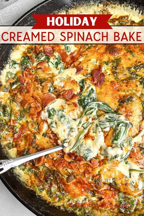 Creamed Spinach Recipe Easy, Spinach Salads, Spinach Side Dish, Batch Baking, Creamed Spinach Recipe, Spinach Bake, Spinach Casserole, Christmas Dinner Recipes, New Years Dinner