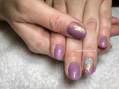 Dusty Purple Nail Designs, Pink Gold Foil Nails, Gold Foil Nails, Nails Gold, Purple Nail Designs, Purple Nail, Dusty Purple, Foil Nails, Purple Nails