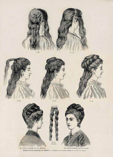 Victorian Hair style 1700s Hairstyles, 1870s Hairstyles, 19th Century Hairstyles, 1800s Hairstyles, 1800s Women, Chignon Simple, Historical Hairstyles, Edwardian Hairstyles, 19th Century Women