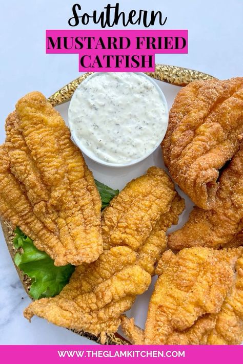 Mustard fried catfish Mustard Fried Catfish, Mustard Fried Fish, Fried Catfish Dinner, Cajun Meals, Fried Catfish Recipe, Fried Catfish Recipes, Baked Catfish, Louisiana Fish Fry, Catfish Recipe