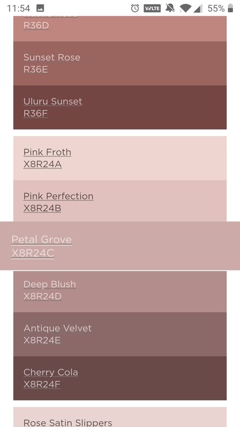 Brown And Pink Kitchen, Dusty Mauve Color Palette, Brown Pink Living Room, Mauve Colour Palette, Pink And Brown Room, Bedroom Color Schemes Pink, Pearl Color Palette, Beige Wall Paints, Girls Room Colors