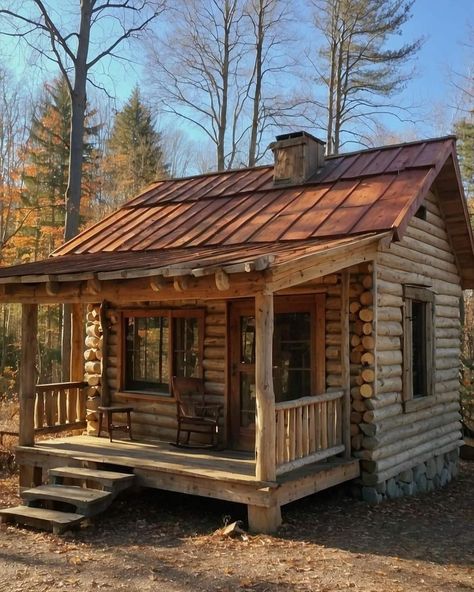 Diy Cabins, Rustic Tiny House, Shed Tiny Home, Rustic Shed, Snow Cabin, Shed Tiny House, Log Home Living, Woodland House, Log Cabin Rustic