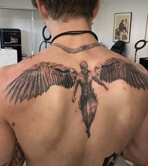 Back tattoo | Men's back tattoo | Angel tattoo 
Wings tatoo Back Tattoos For Guys Upper, Angel Back Tattoo, Inside Of Arm Tattoo, Wing Tattoos On Back, Alas Tattoo, Wing Tattoo Men, Roman Tattoo, Tattoo Angel, Tattoo Inspiration Men