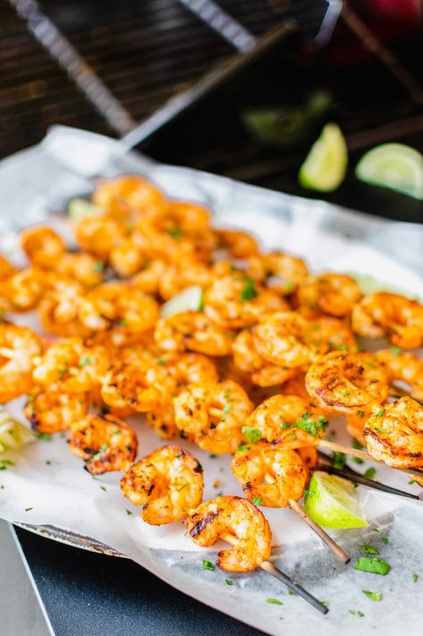 Grilled Baja Shrimp Skewers - Grilled Shrimp Skewer Recipe Blackened Recipes, Shrimp Kebab, Skewers On The Grill, Baja Shrimp, Shrimp Skewer Recipes, Bone Appetit, Seafood Meals, Grilled Shrimp Skewers, Grilled Seafood Recipes