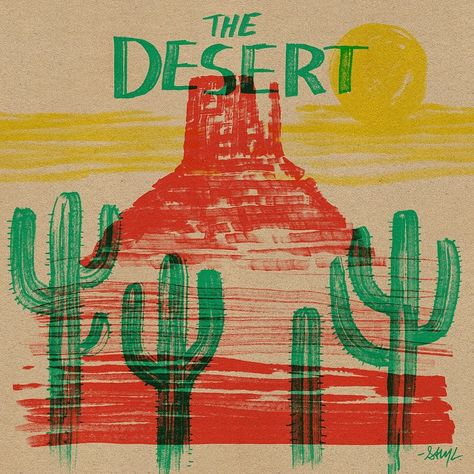 Sam Larson Arizona Graphic Design, Surf Cowgirl, Arizona Illustration, Sam Larson, Desert Illustration, Desert Poster, Arizona Nature, Blood Meridian, Bison Print