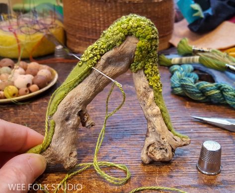 Nature Crafting, Wee Folk Studio, Salley Mavor, Spring Scene, Moss Covered, Contemporary Embroidery, 자수 디자인, Nature Crafts, Embroidery Inspiration