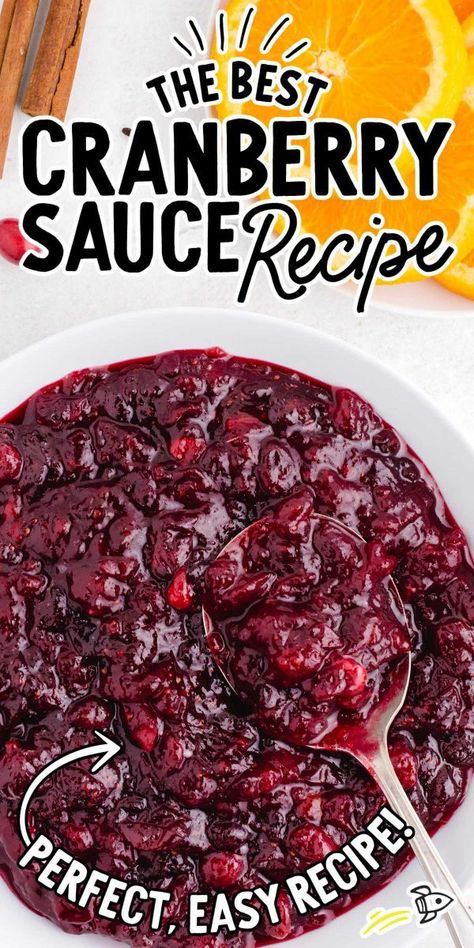 Cranberry Sauce Best Cranberry Sauce, Cranberry Orange Sauce, Canned Cranberry Sauce, Homemade Cranberry Sauce, Cranberry Sauce Recipe, Thanksgiving Recipe, Thanksgiving Cooking, Thanksgiving Recipes Side Dishes, Cranberry Sauce Homemade