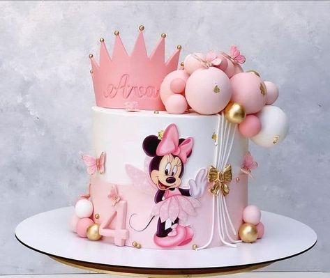 Minnie Mouse Cake Ideas, Pastel Mini Mouse, Mouse Cake Ideas, Mini Mouse Pink Cake, Gold And Pink Minnie Mouse Cake, Minnie Birthday Cake, Minnie Mouse Cake Design, Minnie Mouse Cake Fondant, Mickey And Minnie Cake