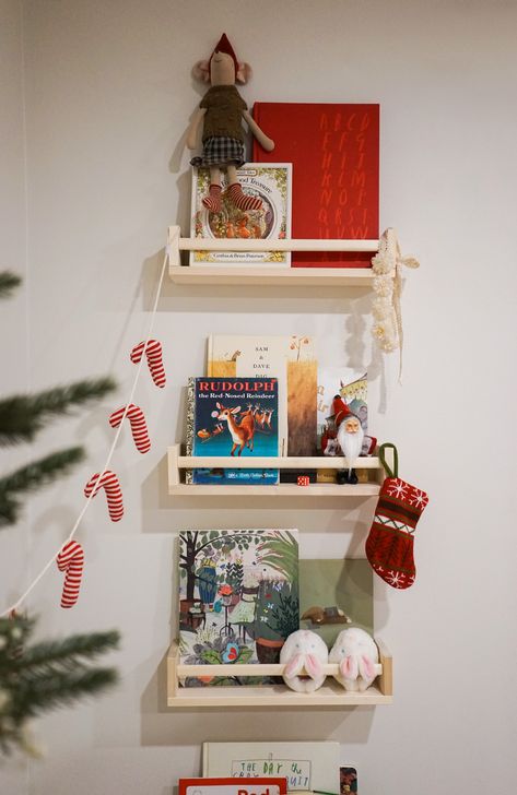 Bookshelf update with IKEA BEKVÄM! #ikea #bekvam #shelfie #maileg #kidsroom Ikea Bekvam Book Shelf, Ikea Bekvam, Red Nosed Reindeer, Book Shelf, Bookshelves, Reindeer, Red