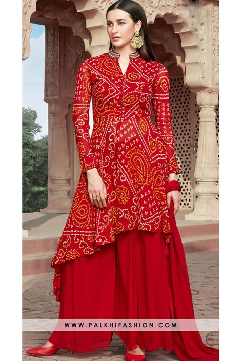 Bandhani Outfit Ideas From Saree, Bandhani Designs Pattern, Bandhani Dress Designs Indian Kurti, Bandhani Kurti Designs Cotton, Bandhni Dress Pattern Cotton, Bandhni Suits Design, Bandhani Dress Design Patterns, Bandhani Suits Design, Bandhini Dress Patterns