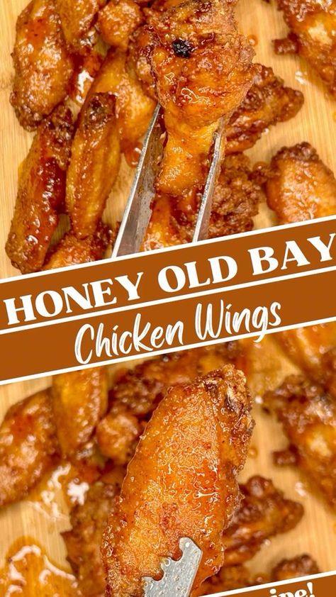 If you love chicken wings you're going to love my Honey Old Bay Chicken Wings! These crispy fried wings are sweet and spicy! They are sure to be a hit at your next game night or Memorial Day party! Old Bay Lemon Pepper Wings, Nascar Snacks, Wingettes Recipe, Honey Old Bay Wings, Wings Recipe Crispy, Pitboss Recipes, Old Bay Chicken Wings, Chicken Wing Party, Old Bay Chicken