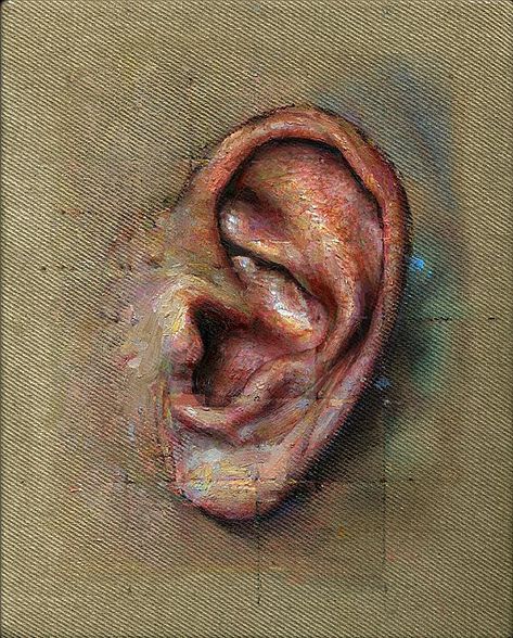 Art Using Recycled Materials, Ear Painting, Painting Skin Tones, Jackie Taylor, Taylor Aesthetic, Ear Art, Oil Painting Inspiration, Irish Art, Arte Sketchbook