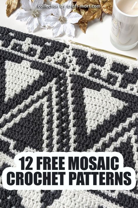 free mosaic crochet patterns Free Mosaic Crochet Patterns, Mosaic Crochet Patterns, Free Mosaic Patterns, Overlay Mosaic Crochet, Overlay Crochet, Crochet Stitches For Blankets, Mosaic Crochet, Crochet Motif Patterns, Tapestry Crochet Patterns