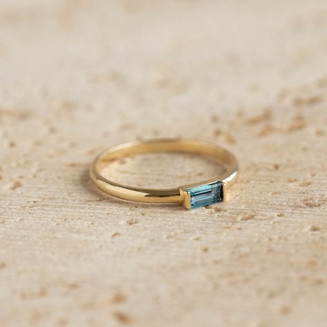 Baguette Ring London Blue Topaz 14k Gold - Synne Blue Baguette Ring, Topaz Birthstone Ring, Puffy Heart Necklace, Christmas Ring, Topaz Birthstone, Mother Jewelry, Baguette Ring, London Blue Topaz Ring, Ring Stack