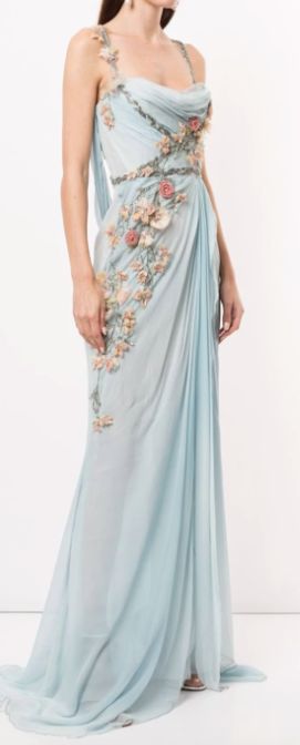 https://www.marchesa.com/products/m29802-softly-draped-grecian-gown-blue-mist Marchesa Couture, Grecian Gown, Greek Goddess Dress, Grecian Dress, Drape Gowns, Goddess Dress, Prom Dress Inspiration, Fantasy Gowns, Chiffon Gown