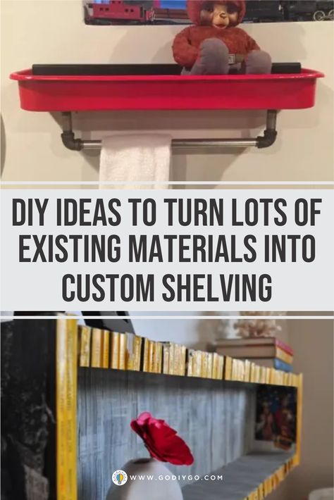 Do you want to create shelves? People need them to store some items or to display their collections. However, they don’t want to spend much money on it. The best way is by creating inexpensive and practical DIY shelves from upcycled materials around the homes. With imagination and DIY skills, anyone can turn existing materials into custom shelving units. We have collected DIY ideas to make shelves with upcycled materials. Check them out ! #customshelving #diyshelf Diy Cheap Storage Shelves, Cabin Shelving Ideas, Repurposed Shelves Diy Ideas, Small Display Shelves, Alternative Shelving Ideas, Diy Unique Shelves, Custom Wall Shelves, Hanging Cube Shelves, Clever Shelving Ideas