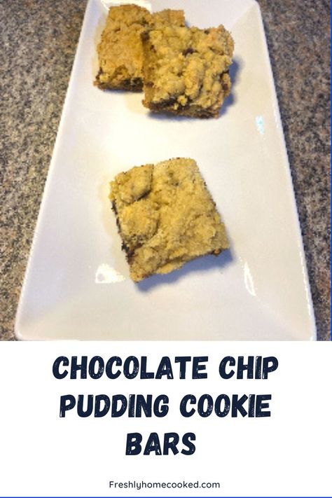 Cake Mix Cookie Bars With Pudding, Pudding Cookie Bars, Chewy Chocolate Chip Cookie Bars, Chewy Cookie Bars, Cookies Cereal, Pudding Bars, Pudding Bar, Homecooked Recipes, Cake Mix Cookie Bars