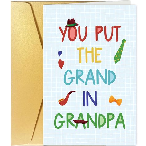 PRICES MAY VARY. Card Size (Folded): 20.5cm x 13.5cm / 8" x 5.3". Packaged in a cello sleeve and comes with a matching golden envelope. A sweet fathers day card for a grandfather that says, “You put the grand in grandad!” If you’re looking for a card for your child/ten to give to their grandad for his birthday or fathers day, this is perfect - there is space inside for them to write a message and even do a drawing. Thank you for taking the time to read this listing. Birthday Card Ideas For Grandfather, Birthday Card For Grandpa, Papa Birthday Card, Grandad Birthday Card, Card For Grandpa, Grandpa Birthday Card, Grandpa Card, Papa Birthday, Grandad Birthday