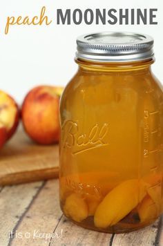 Peach Moonshine - It is a Keeper Peach Moonshine Recipe, Peach Moonshine, Homemade Moonshine, Moonshine Cocktails, Moonshine Recipe, Homemade Alcohol, Cocktail Shots, Delicious Slow Cooker Recipes, Moonshine Recipes