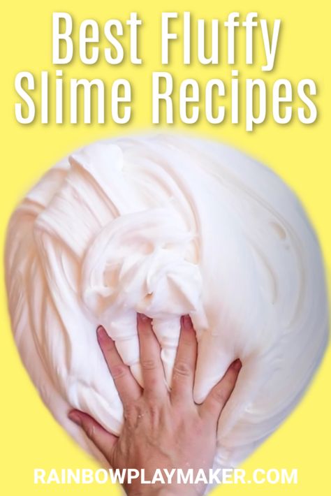 FLUFFY SLIMES Slime Without Contact Solution, Fluffy Slime No Glue, Fluffy Slime Ingredients, Puffy Slime, Best Fluffy Slime Recipe, Kids Play Dough, Cool Slime Recipes, Fluffy Slime Recipe, Making Fluffy Slime