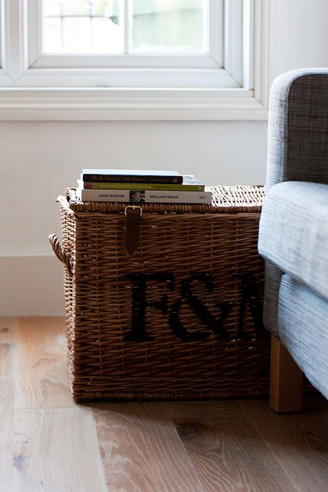 Fortnum and mason hamper side table. Flat interior. Fortnum And Mason Basket Decor, Fortnum And Mason Hamper Decor Ideas, Fortnum And Mason Hamper Decor, Fortnum And Mason Hamper, British Colonial Interiors, Bed Inspo, Ceremony Styling, Pine Cabin, Living Room Transformation