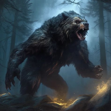 Fantasy Beast Of Burden, King Of Wolves, Native American Werewolf, Were Creatures, Werebear Aesthetic, Werebear Character Design, Bear Humanoid, Bear Berserker, Werebear Art