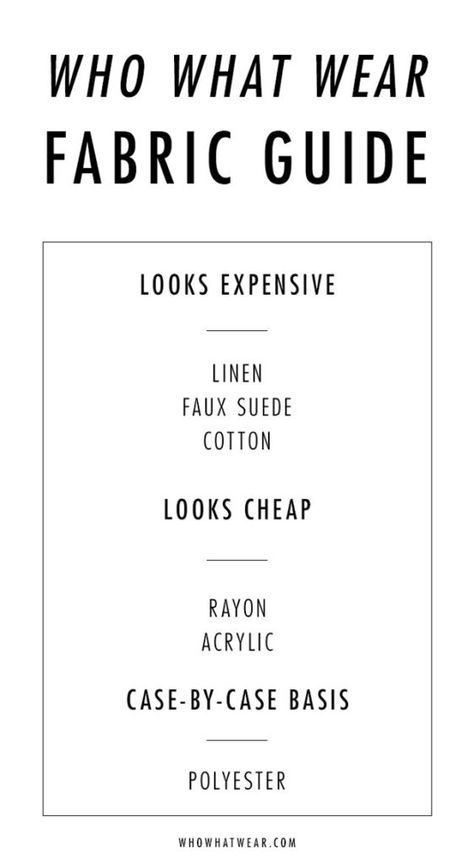 Quality Fabric Guide, Polyester Fabric Clothing, Quality Fabric Clothes, Fabrics That Look Expensive, Expensive Fabrics, Fabric Guide, How To Look Expensive, Bad Reputation, Warm Fabric