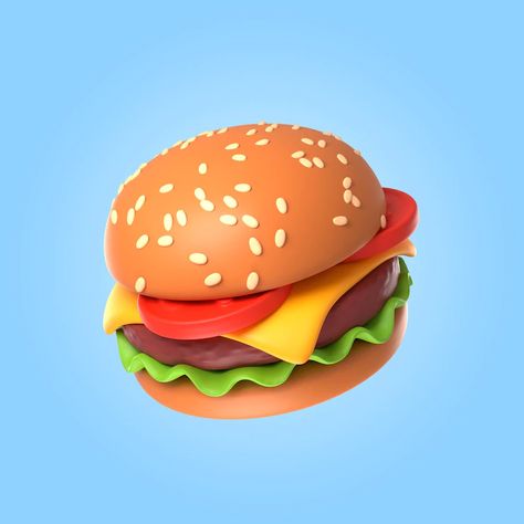 Free PSD | 3d rendering of delicious cheese burger Burger Cartoon, Video Game Artist, Photo Elements, 귀여운 음식 그림, Cheese Burger, Burger And Fries, 3d Video, Food Concept, Illustration Food