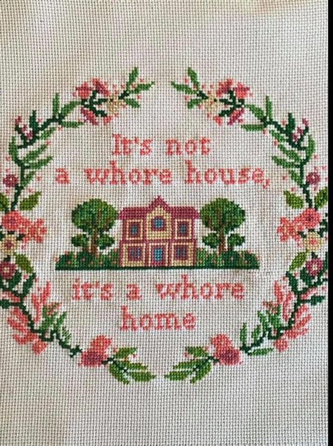 Home Cross Stitch Pattern, Home Cross Stitch, Funny Embroidery, Cross Stitch Quotes, Easy Cross Stitch, Easy Cross, Tapestry Crochet Patterns, Cross Stitch Funny, Tapestry Crochet