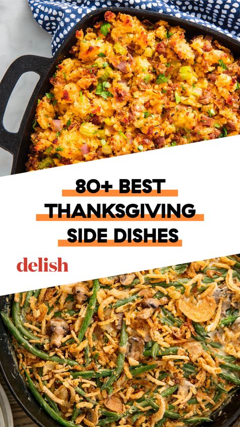 These side dishes deserve main event status. Thanksging Recipes, Stuffing Green Bean Casserole, Thanksgiving Sides Recipes, Best Thanksgiving Sides, Pretty Recipes, Thanksgiving Classics, Thanksgiving Prayers, Thanksgiving Side Dishes Easy, Best Thanksgiving Side Dishes