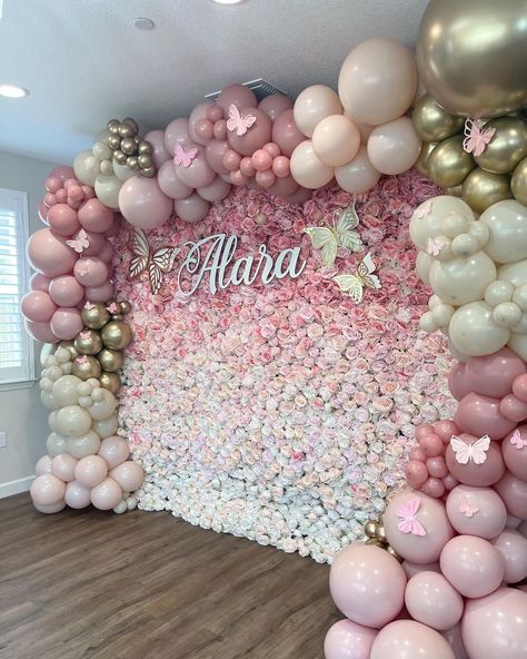 Theme For Debut Ideas, Quinceanera Dresses Princess, Pastel Wall Collage, Pink Aesthetic Room Decor, Pink Birthday Decorations, Butterfly Birthday Party Decorations, Birthday 25, Naming Ceremony Decoration, Birthday Theme Decoration