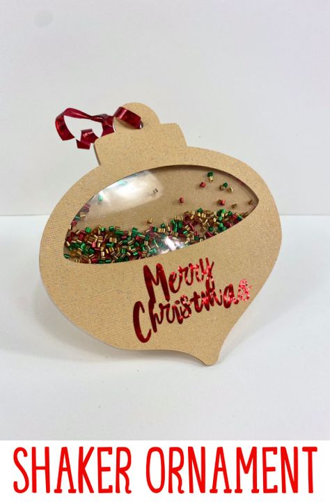 Our simple shaker-style Christmas ornament is a fun addition to your Christmas tree and they make a great handmade gift. Christmas Shaker Ornaments, Shaker Ornaments, Craft Stand, Diy Hot Cocoa, Cricut Hacks, Beginner Crafts, Simple Crafts, Cricut Tips, Cricut Craft